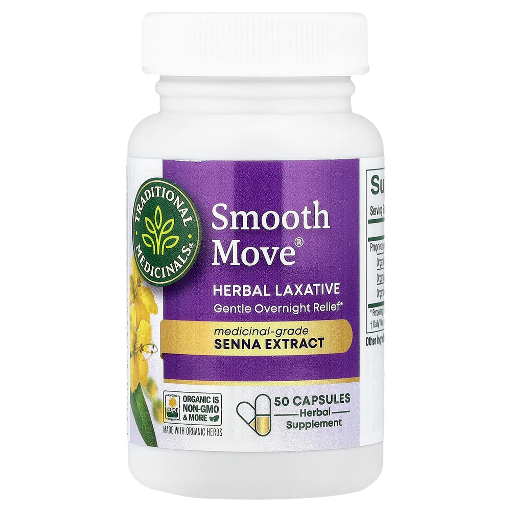Traditional Medicinals, Smooth Move Capsules, сенна, 50 капсул