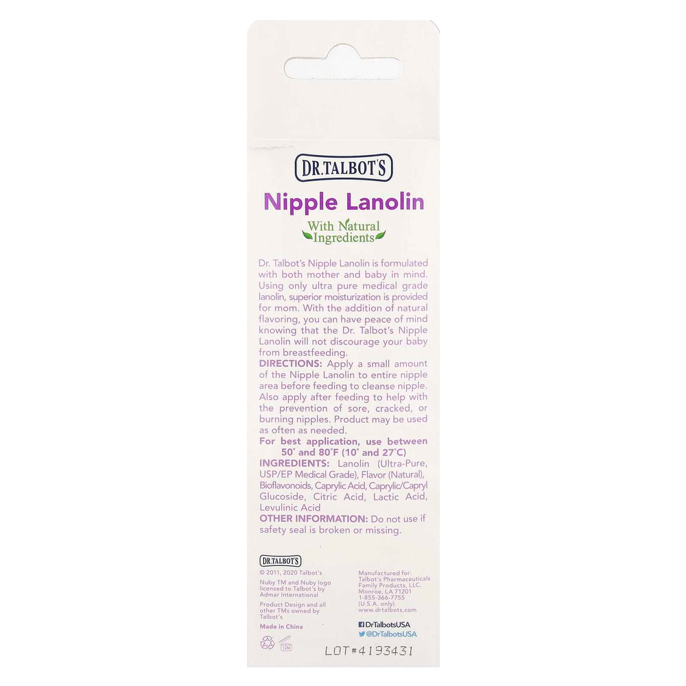 Dr. Talbot's, Ланолин для соски, ванильное молоко, 60 г (2 унции)