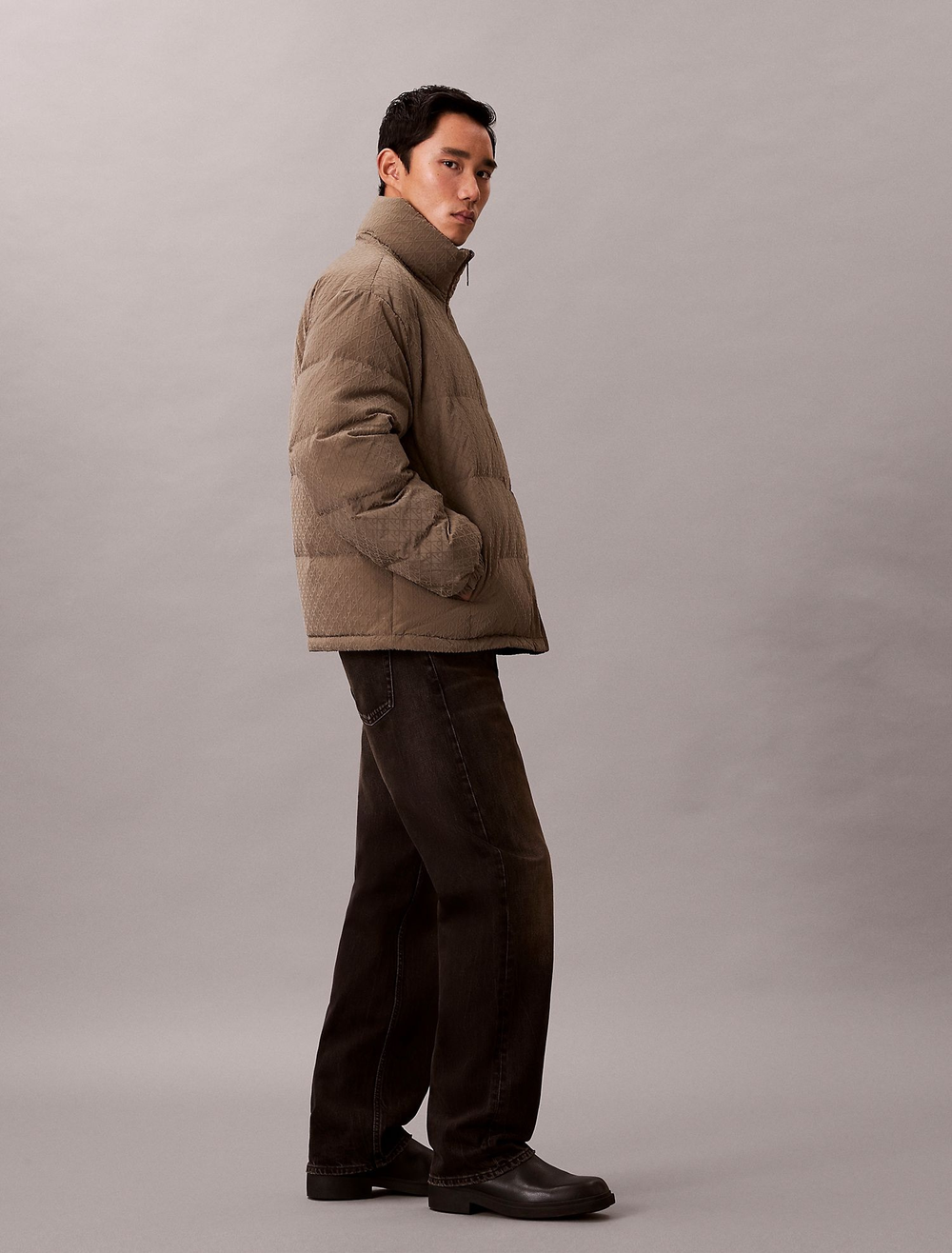 Пуховик Calvin Klein Allover Emblem Logo Reversible Bungee Cord