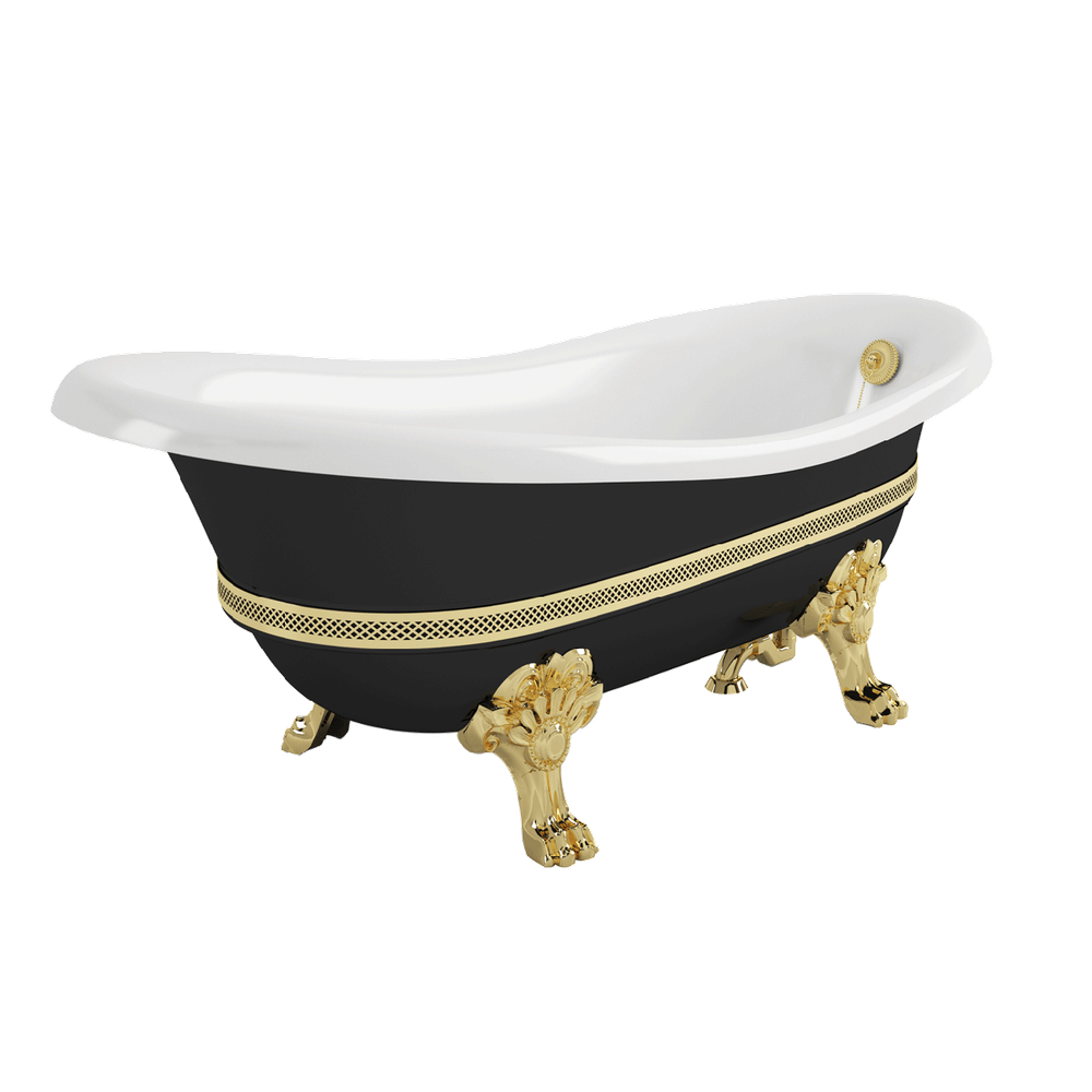 Ванна Migliore Bella на лапах с декором  черная/золото ножки "LEONE" STANDART 170х80см 26836