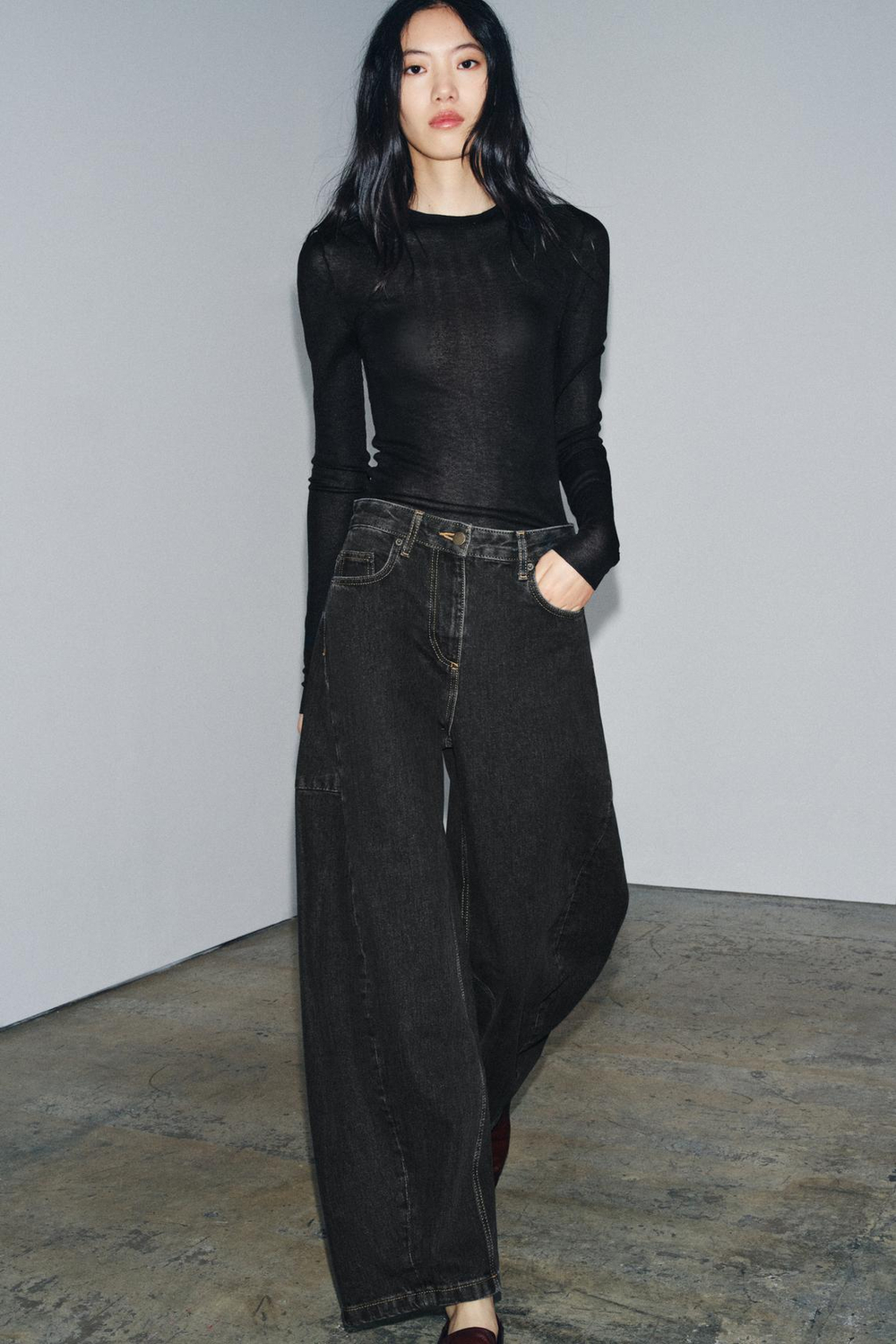 ZARA ТОП ИЗ ТОНКОГО ТРИКОТАЖА, ЧЕРНЫЙ