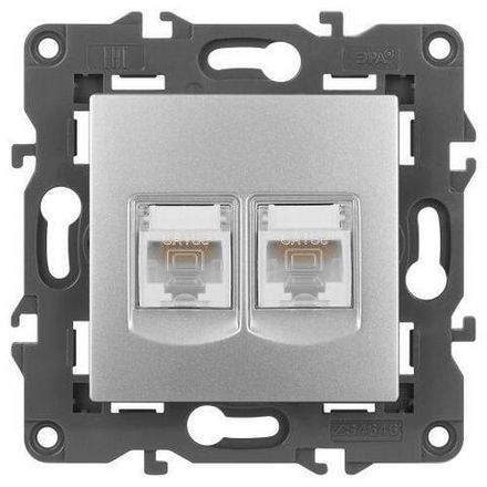 Розетка компьютерная 2-м Elegance 14-3108-03 RJ45 IP20 механизм алюм. Эра Б0034310