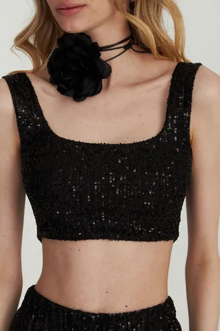 Топ с пайетками черного цвета