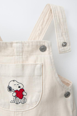 ZARA ДЛИННЫЙ КОМБИНЕЗОН ИЗ САРЖИ SNOOPY PEANUTS™, ЭКРЮ
