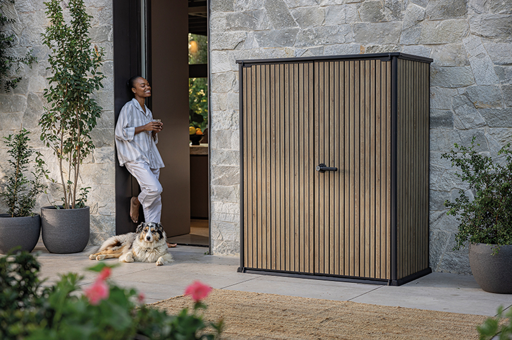 Уличный шкаф пластиковый Keter Deco Vertical 1400 л narrow brown