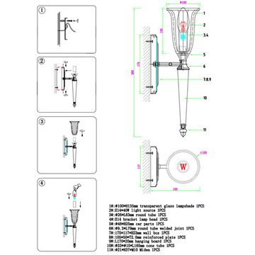 Бра 1*E14 3712/A black+gold черный/золото Margo Newport