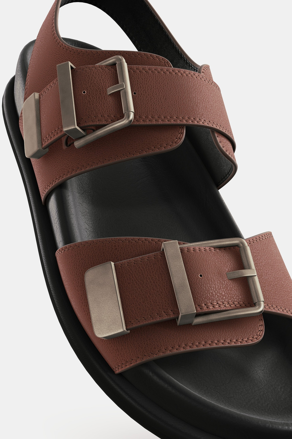 ZARA КОЖАНЫЕ САНДАЛИИ, КОРИЧНЕВЫЙ