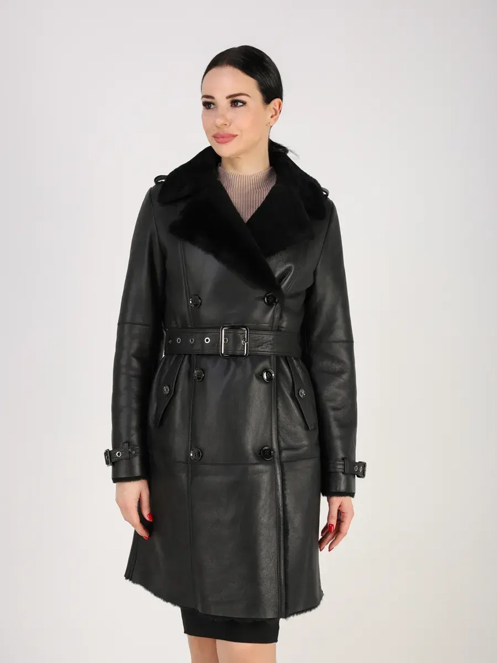 Дубленка зимняя натуральная тренч