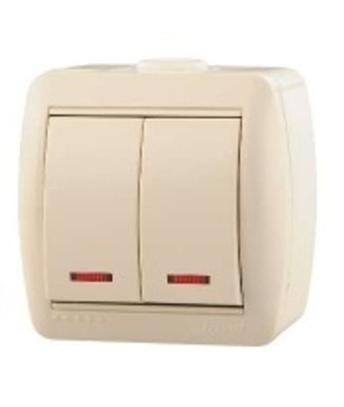 Выключатель 2-кл ОУ крем с подсвет. НАТА Lezard