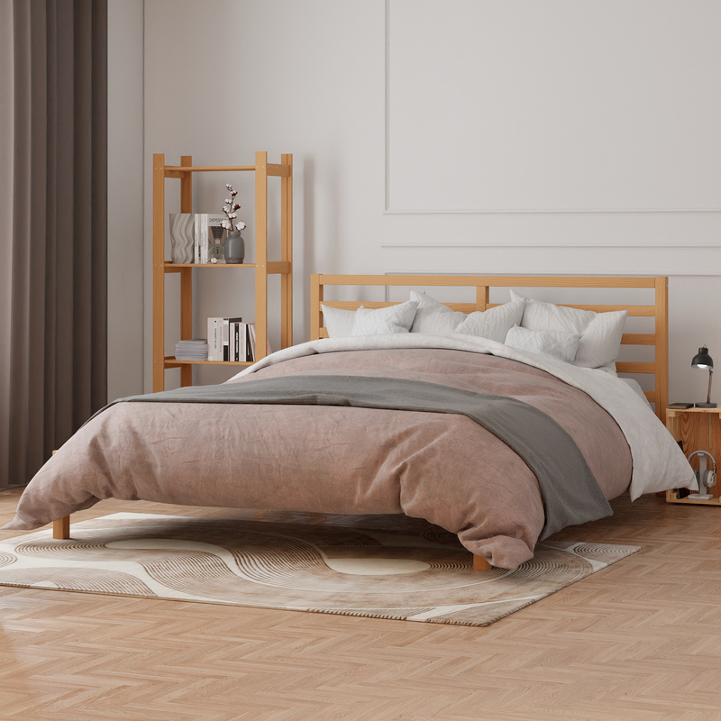 Кровать двуспальная 180х200 Тарва из массива сосны с основанием, бейц