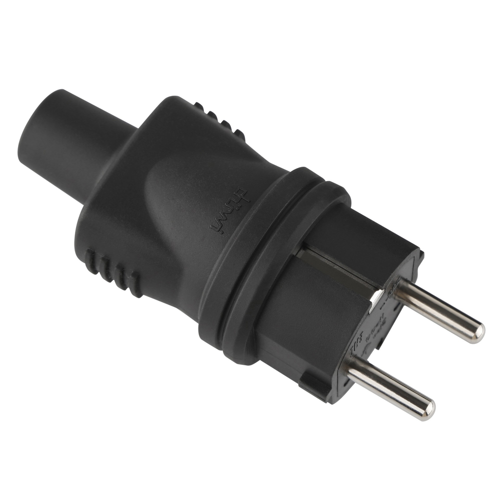 Вилка duwi с/з 16A IP44 каучук черная