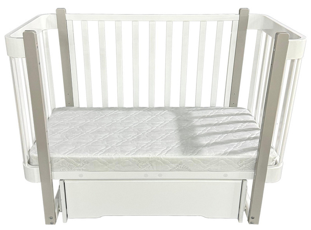 Детская кроватка Антел Nezabudka 2 поперечный маятник c ящиком белый/серый