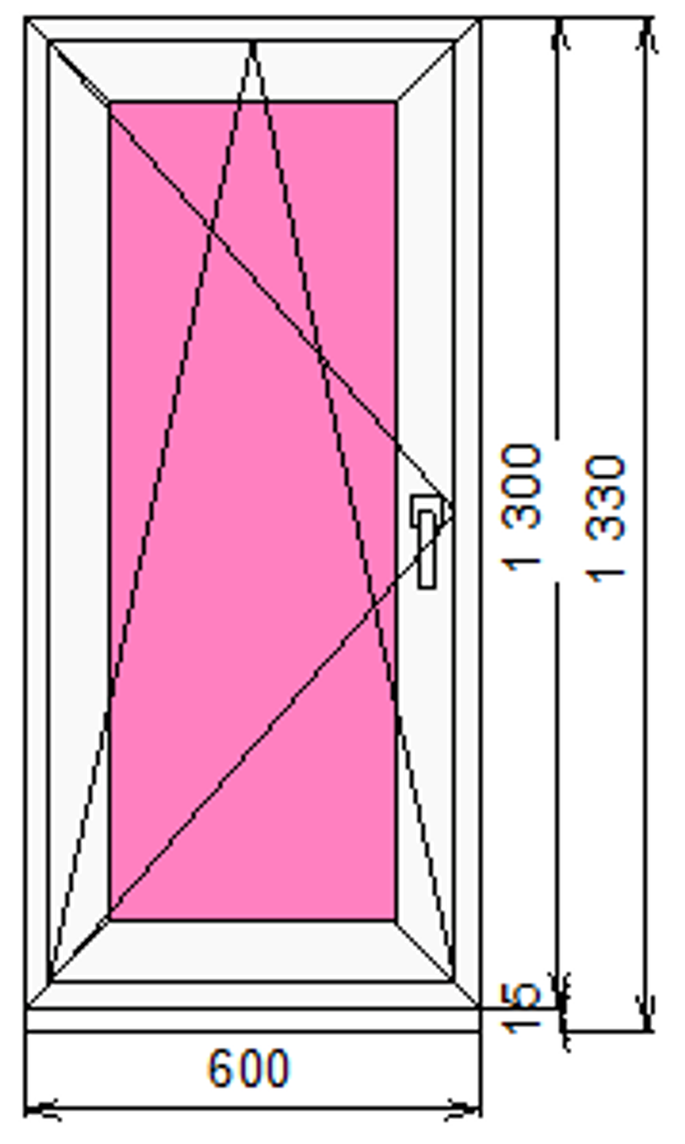 Пластиковое окно 1300 х 600 ТермА Эко