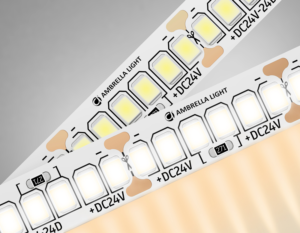 Светодиодная лента GS3501 2835 240Led /22W m/ 24V IP20 3000K/ 5000*10*1.2mm/ кратность резки 25mm (2 конт.)