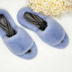 Тапочки для дома и улицы из норки | Голубой