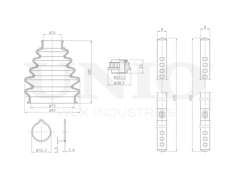 Пыльник ШРУСа (к-т) UNIO DUC-30112K