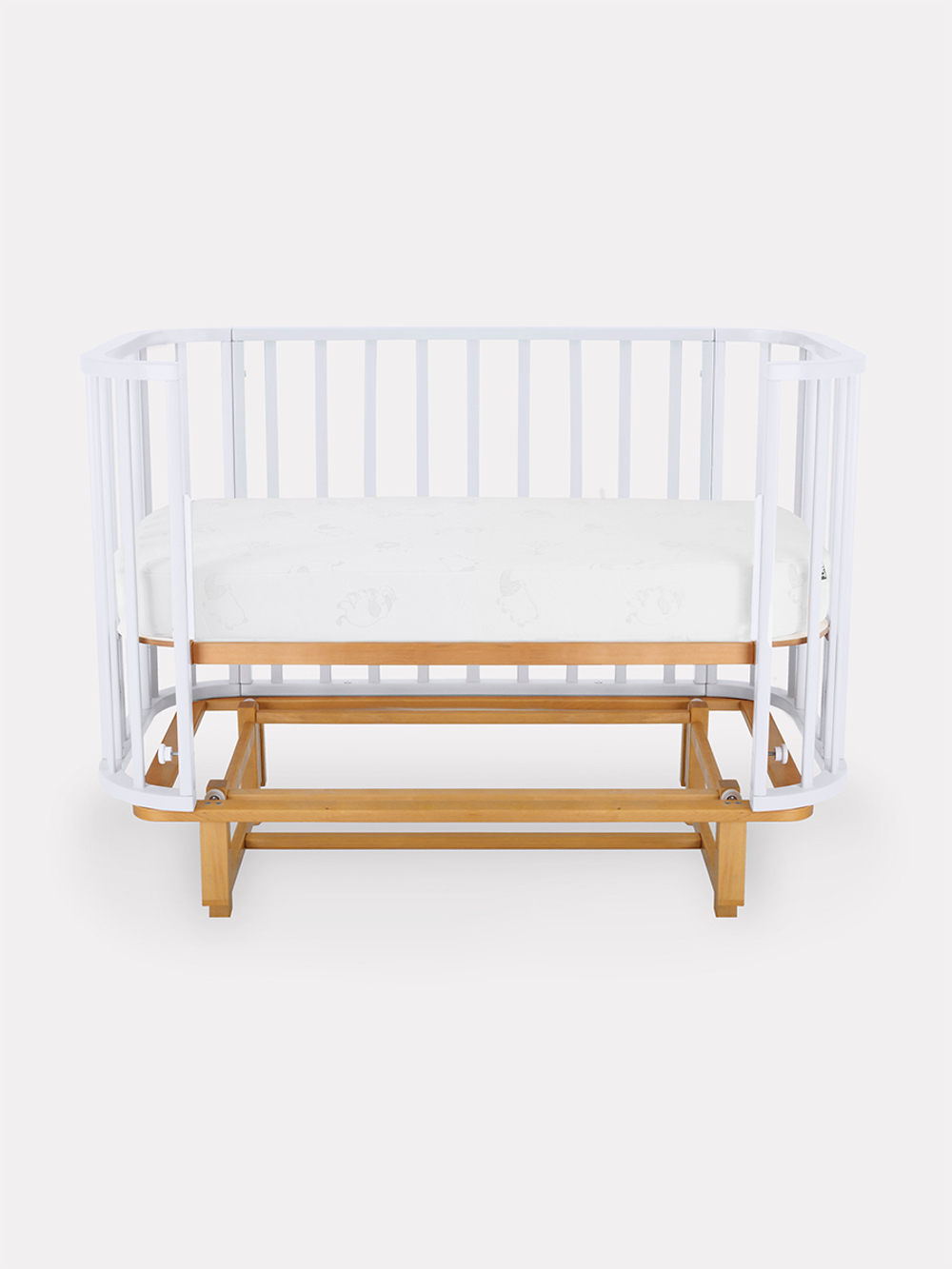 Кровать детская 120*60 RANT "SANDY" (арт.767) овальная/сьемное ограждение Cloud White (2 кор)