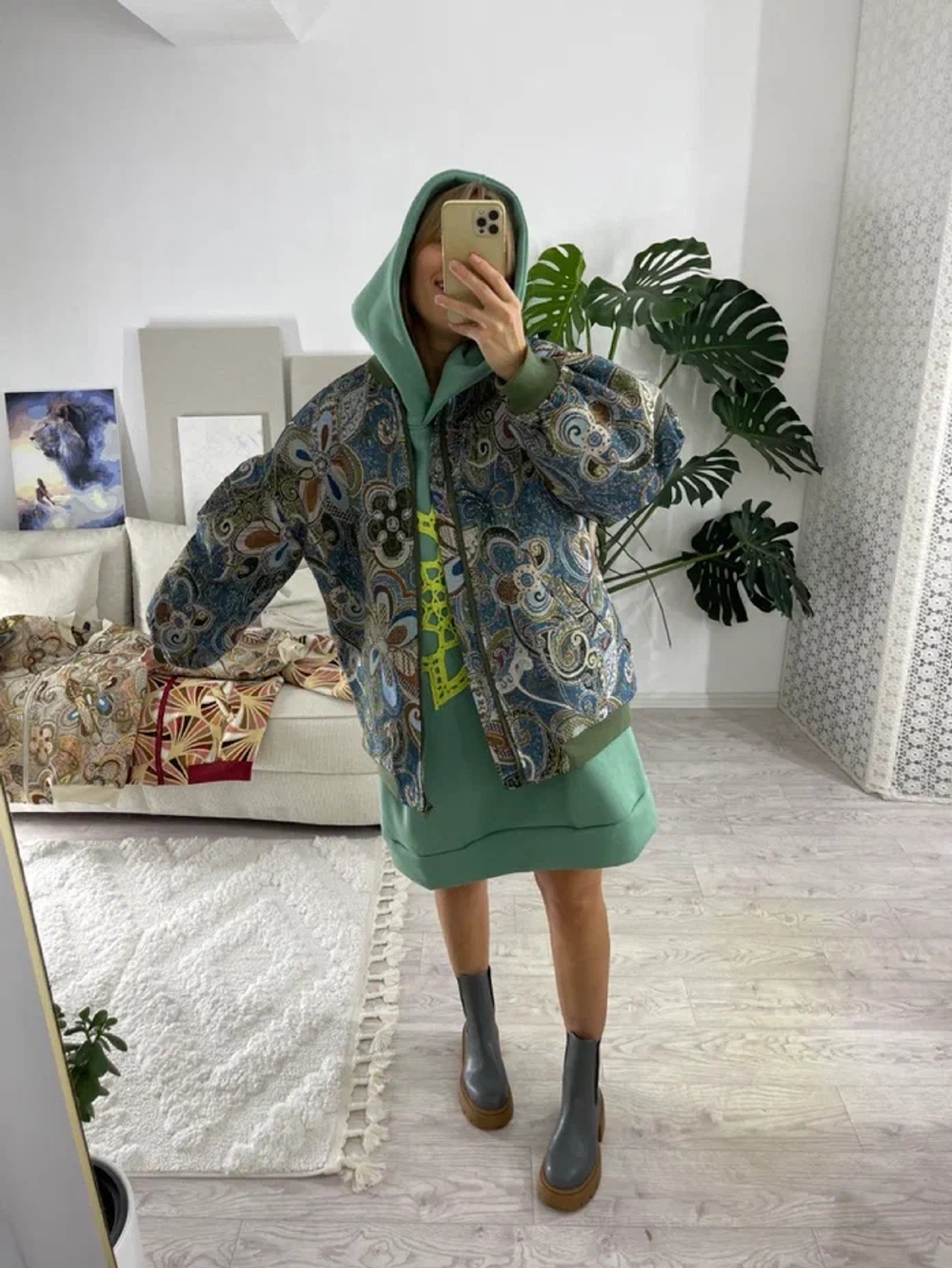 Куртка-бомбер (цвет сине-зеленый)