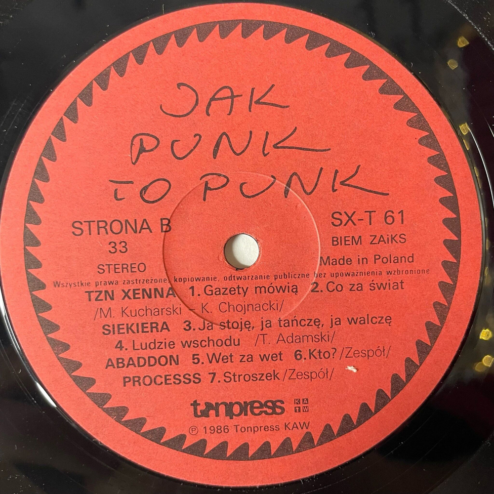 Винтажная виниловая пластинка LP Сборник Jak Punk To Punk (Польша 1987)