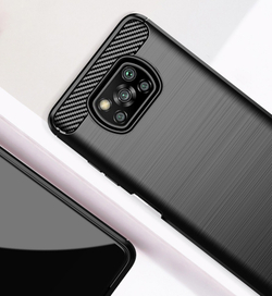 Чехол защитный черного цвета на Xiaomi Poco X3 NFC, серия Carbon от Caseport