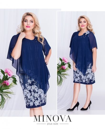 Платье 00266-темно-синий-мелкий Minova Фото 1