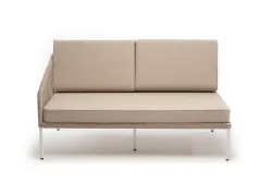 "Канны" правый модуль плетеный из роупа, каркас алюминий белый муар, роуп бежевый круглый, ткань бежевая 15052