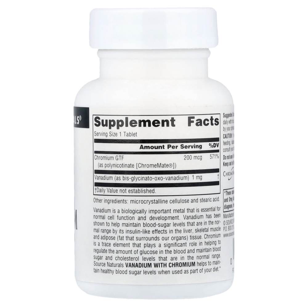 Source Naturals, ванадий с хромом, 90 таблеток