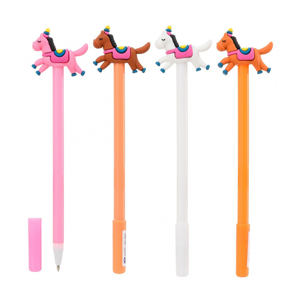 Ручка шариковая, Basir, синие чернила, серия "Лошадь", с игрушкой лошади, набор 12 шт