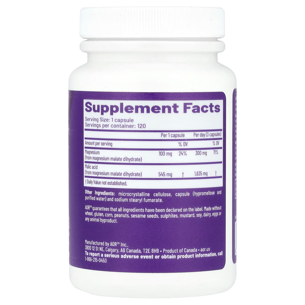 Advanced Orthomolecular Research AOR, Mag Malate Renew™, 120 капсул