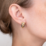 Серьги «Пантеры» с английским замком из лимонного золота с фианитами