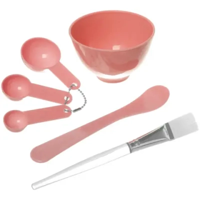 Набор косметический «Beauty Bar», кисточка, лопатка, 3 мерных ложки и чаша, микс три цвета, 17,5*8,5см