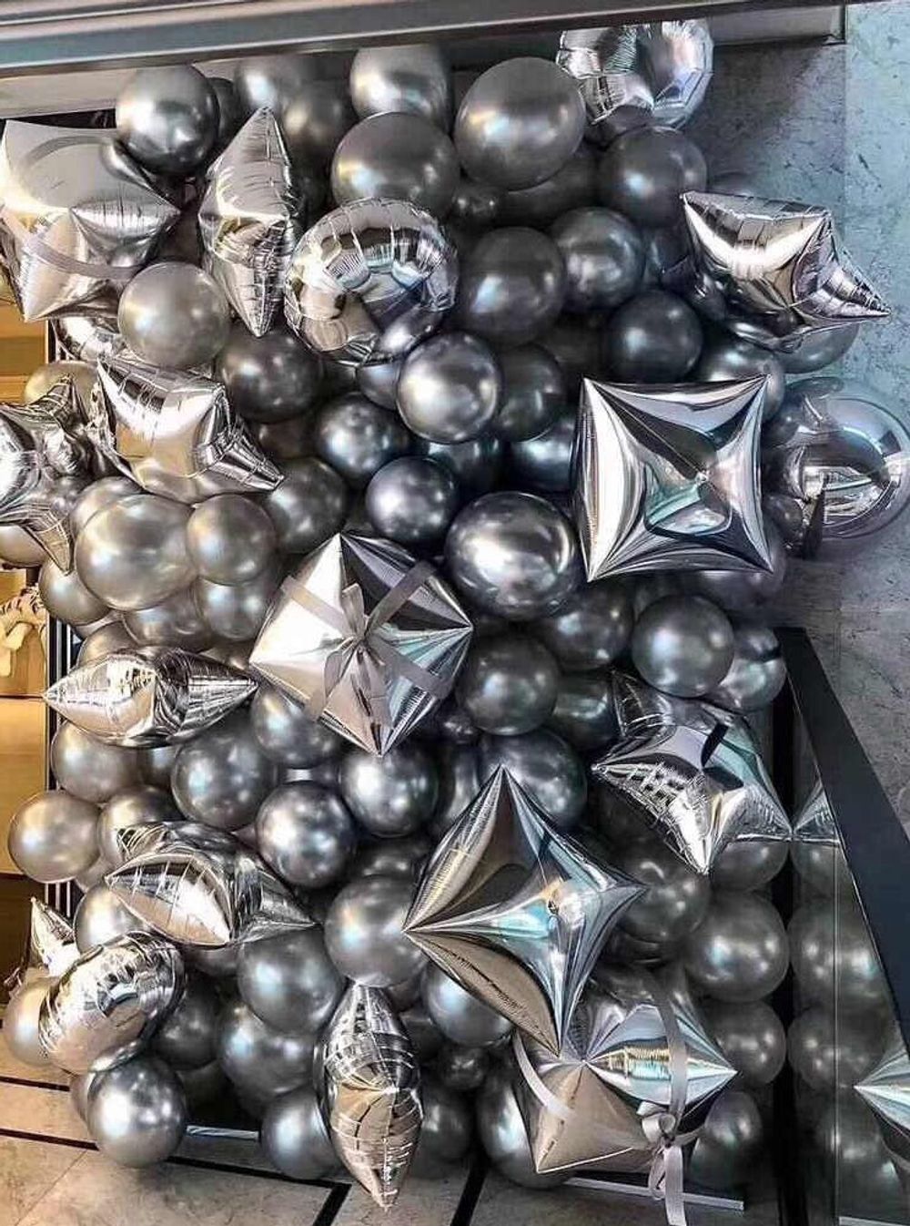 Шар (30"/76 см) Звезда, Серебро, в упаковке 1 шт.