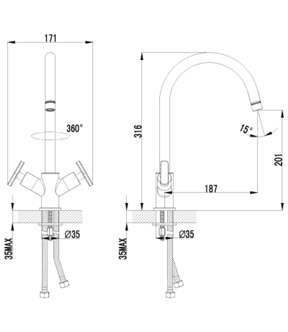 LEMARK Серия plus TREND. Смеситель для кухни с высоким поворотным изливом – LM1805C