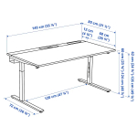 Письменный стол с регулировкой по высоте - IKEA MITTZON/МИТТЗОН ИКЕА, 140х80х65-85 см, белый/коричневый