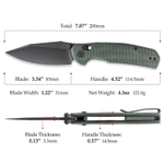 Складной туристический нож TRIVISA Hornet-04G клинок 14C28N рукоять micarta (черный-зеленый)