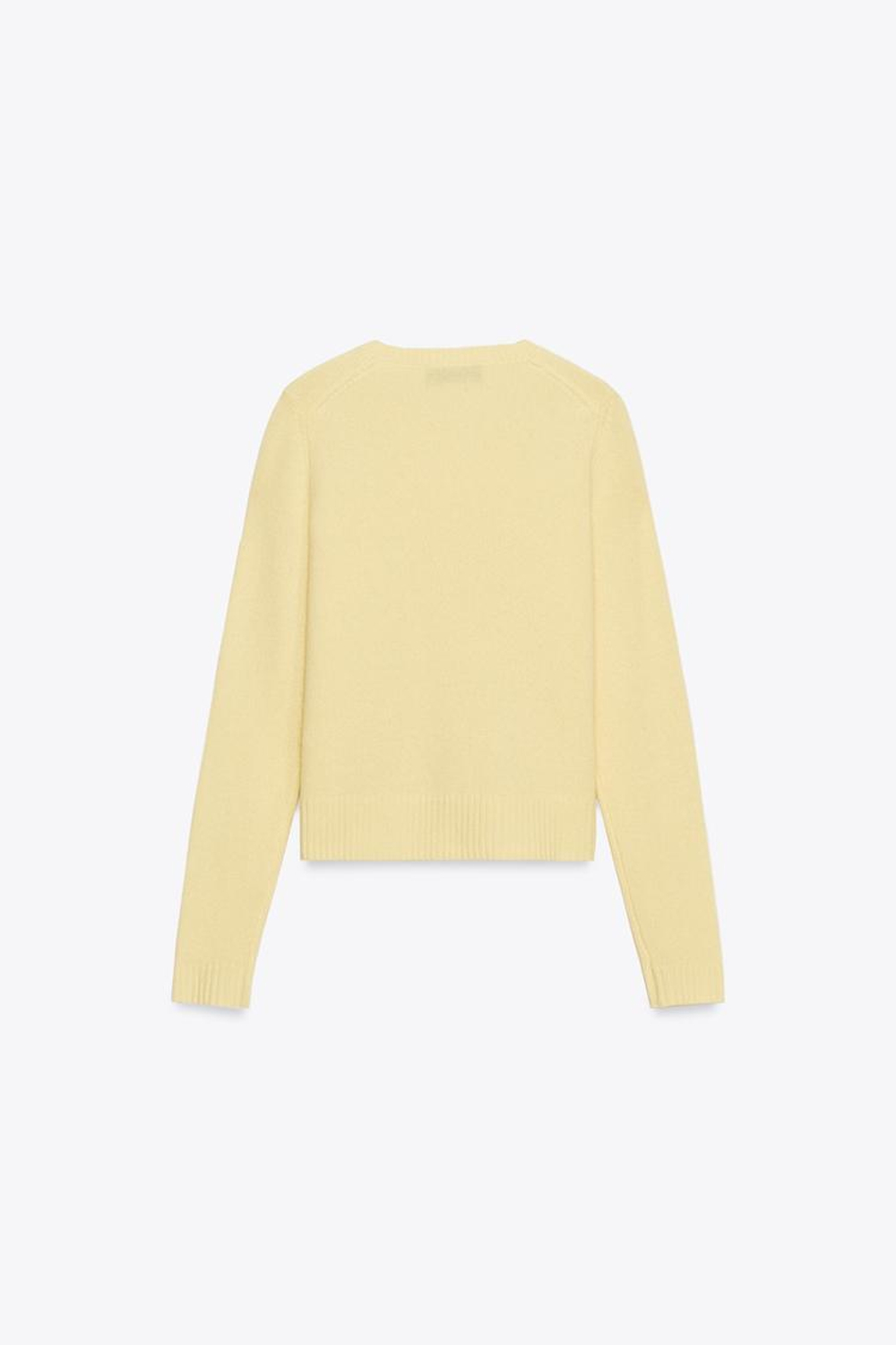 ZARA БАЗОВЫЙ ДЖЕМПЕР ИЗ 100% ШЕРСТИ, СВЕТЛО-ЖЕЛТЫЙ