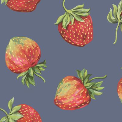 Клубника на синем фоне