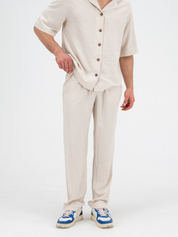 Костюм льняной с брюками. Песок