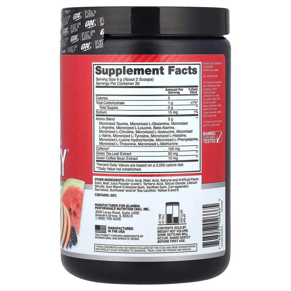 Optimum Nutrition, Essential Amin.O. Energy®, Fruit Fusion, 270 г (9,5 унции)