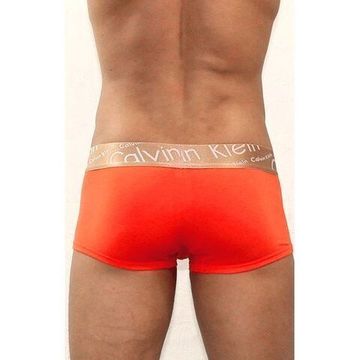 Мужские трусы хипсы рыжие с золотистой резинкой белыми буквами Calvin Klein Bronze Boxer Italics
