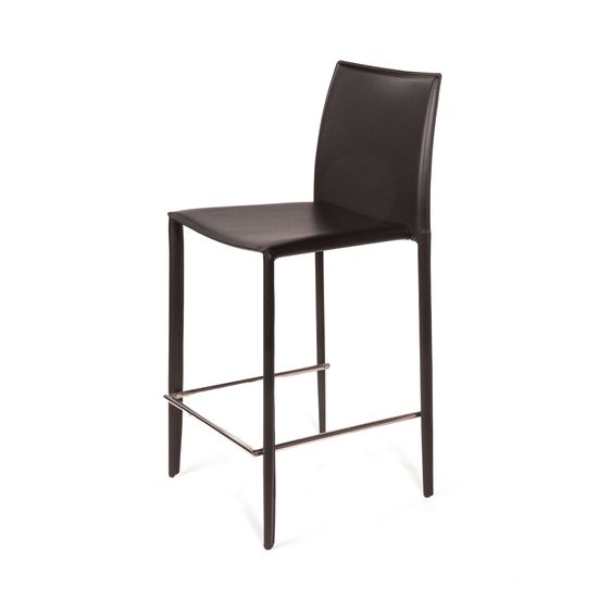 Стул полубарный Rolf, кожа черный