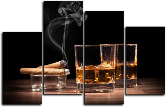 Модульная картина " Бокал виски "