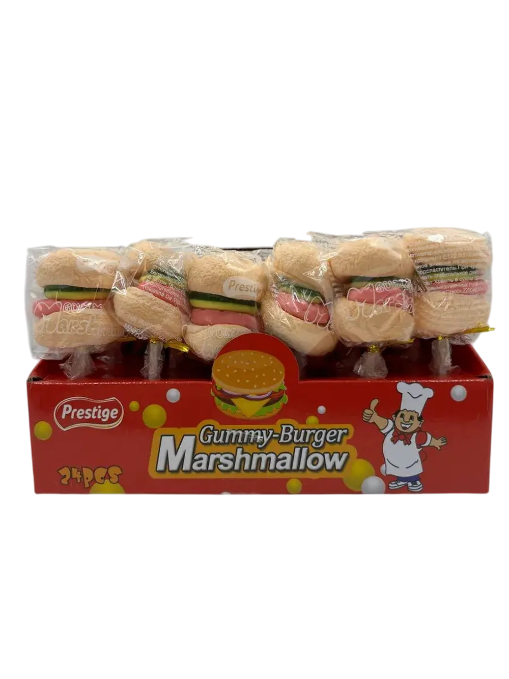 Жевательный мармелад с маршмеллоу Бургер, 24шт 18гр.