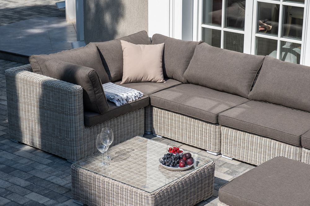 "Лунго" трансформирующаяся лаунж-зона из искусственного ротанга, цвет бежевый