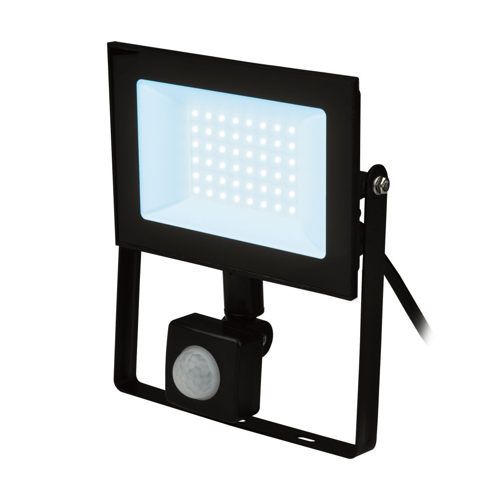 ULF-F62-50W-6500K SENSOR IP54 200-240В BLACK Прожектор светодиодный с датчиком движения и освещенности. Дневной свет 6500K. Корпус черный. TM Uniel