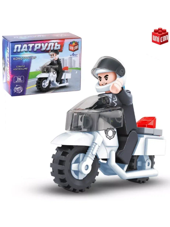 Конструктор Патруль Полицейский мотоцикл 26 деталей