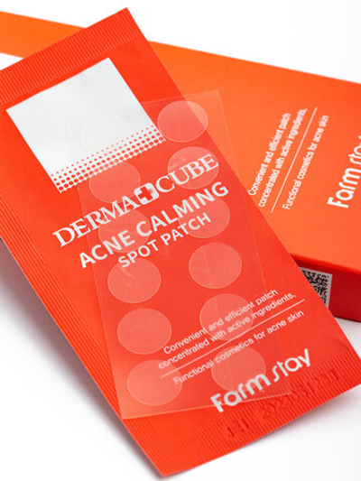Патчи успокаивающие локального применения для проблемной кожи от акне, FarmStay DERMA CUBE