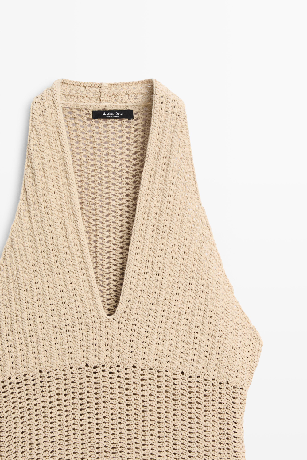 Massimo Dutti Хлопковый топ кроше, бежевый