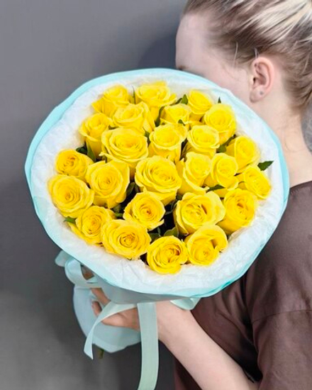 Букет с 25 желтыми розами (Кения 40 см)