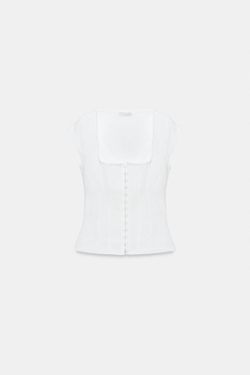 ZARA ЭЛАСТИЧНЫЙ ТОП-КОРСЕТ, БЕЛЫЙ